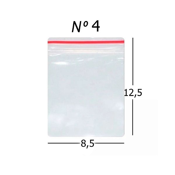 Saco Zip N°4 - 8,5X12,5CM Pacote Com 100Un