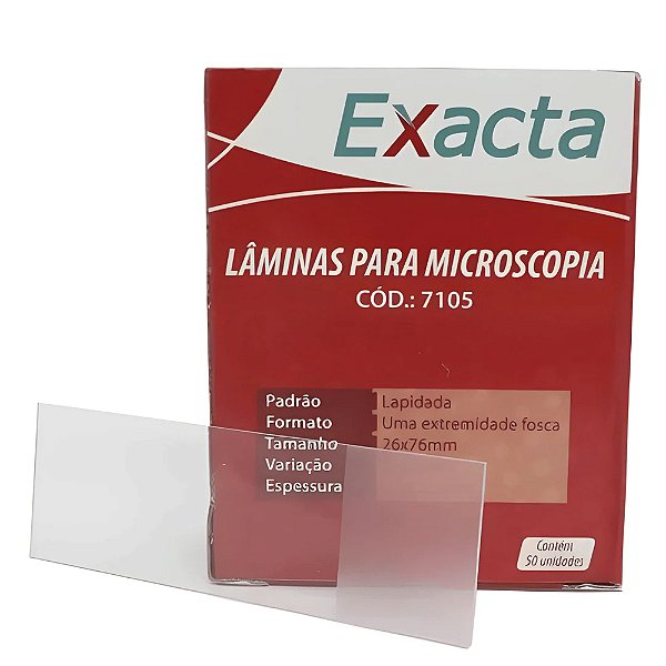 Lâmina Para Microscopia 26x76mm Ponta Fosca Lapidada Cx 50un