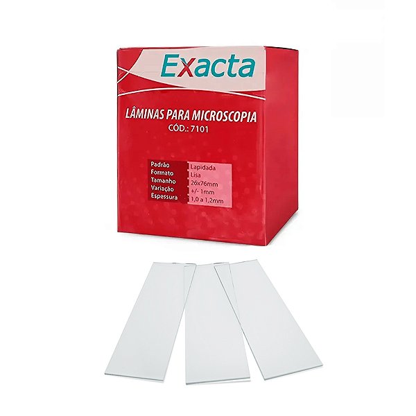 Lâmina Para Microscopia 26x76mm Ponta Lisa Lapidada Cx 50un