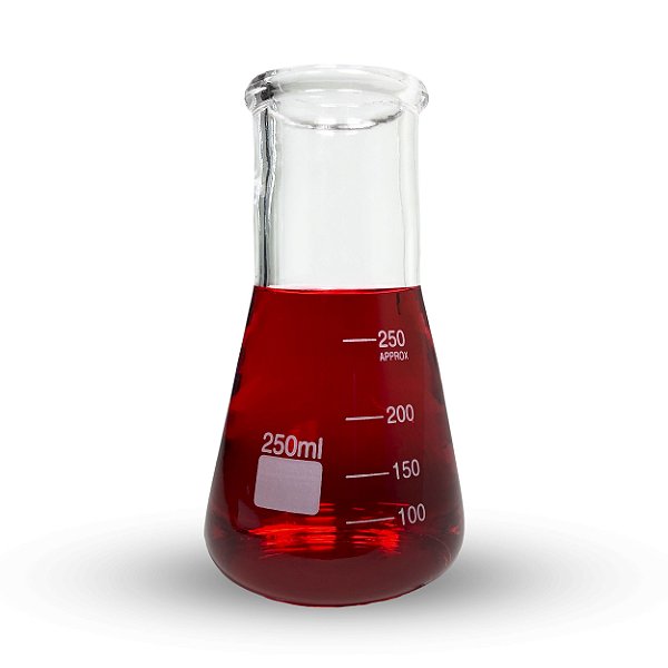 Erlenmeyer 250Ml Boca Larga Graduado em Vidro Boro 3.3