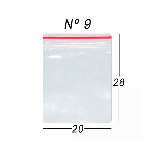 Saco Zip N° 9 - 20X28CM Pacote Com 100Un
