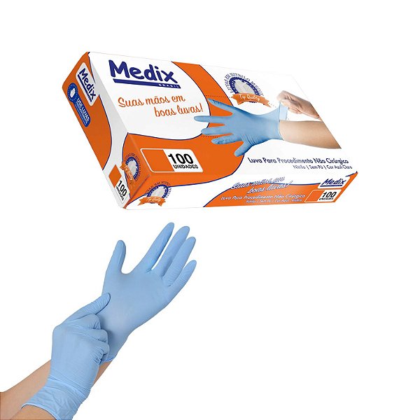 Luva Nitrílica Azul Tamanho G Caixa C/ 100un (Medix)