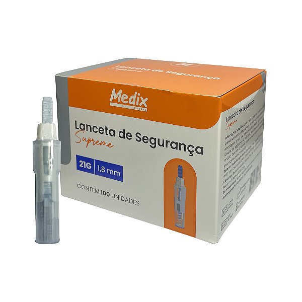 Auto Lanceta De Segurança 21g Glicemia Caixa 100 Unidades