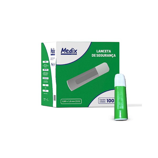 Auto Lanceta De Segurança 21g Glicemia Caixa 100 Unidades