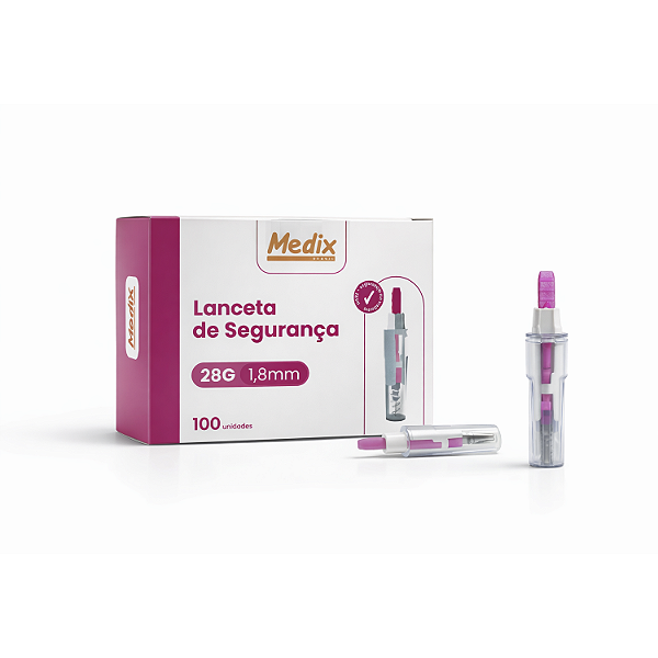 Auto Lanceta De Segurança 28g Glicemia Caixa 100 Unidades