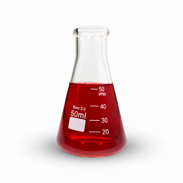 Erlenmeyer 50Ml Boca Estreita Graduado em Vidro Boro 3.3