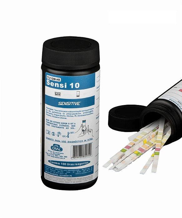 Tiras Para Urinálise (Análise de Urina) 5mm 10 Parâmetros Caixa com 100un
