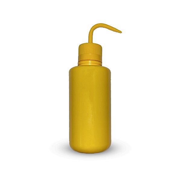 Pisseta Plástica 500 Ml Cor Amarela Bico Curvo