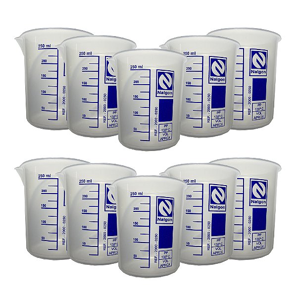 Kit 10 Becker De Plástico 250ml Polipropileno Autoclavavel