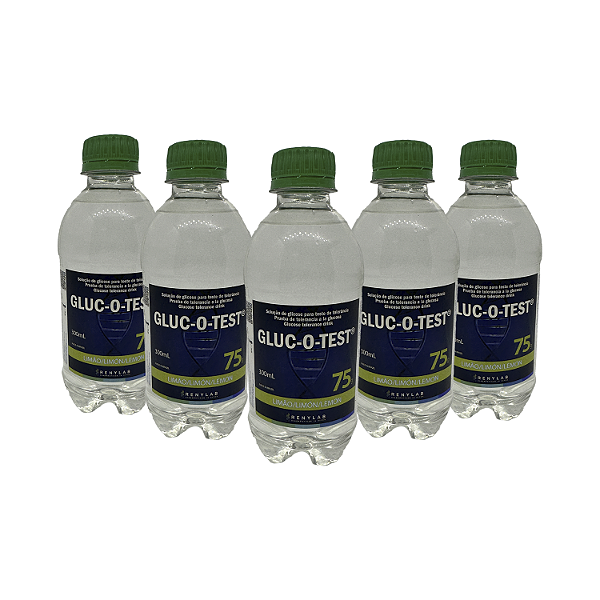 Glutol 300ml 75g Sabor Limão Teste de Glicose Gluc-o-test Renylab Kit 5 Un