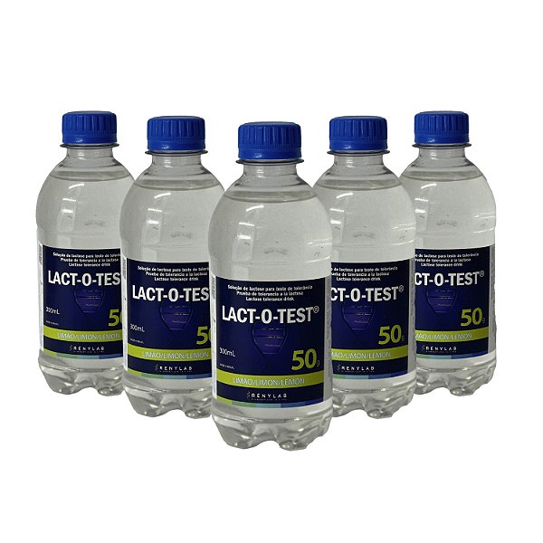 Lactol 300ml 50g Sabor Limão Teste de Lactose Lact-o-test Renylab Kit 5 Un