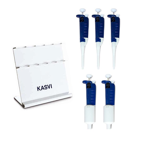 Kit 5 Micropipetas Volume Variável 10 A 10.000ul Com Suporte