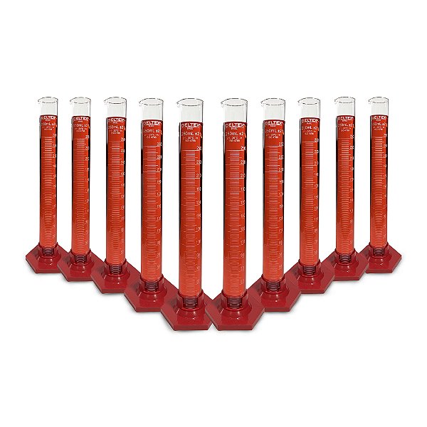 Kit 10 Proveta Graduada De Vidro 250ml Base Em Polipropileno