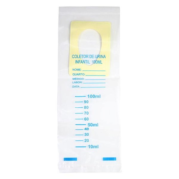 Coletor de Urina Infantil Unissex 100ml Estéril Caixa C/ 100un