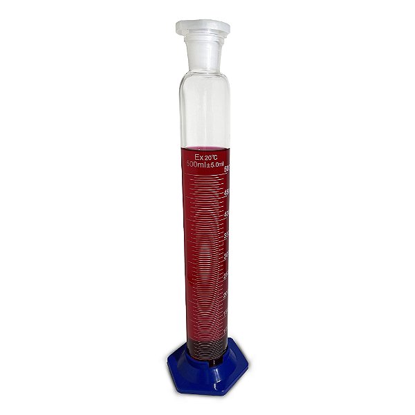 Proveta Graduada de Vidro 500ml Base e Rolha de Poli