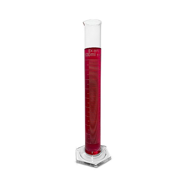 Proveta de Vidro 100ml Graduada Base Hexagonal de Vidro