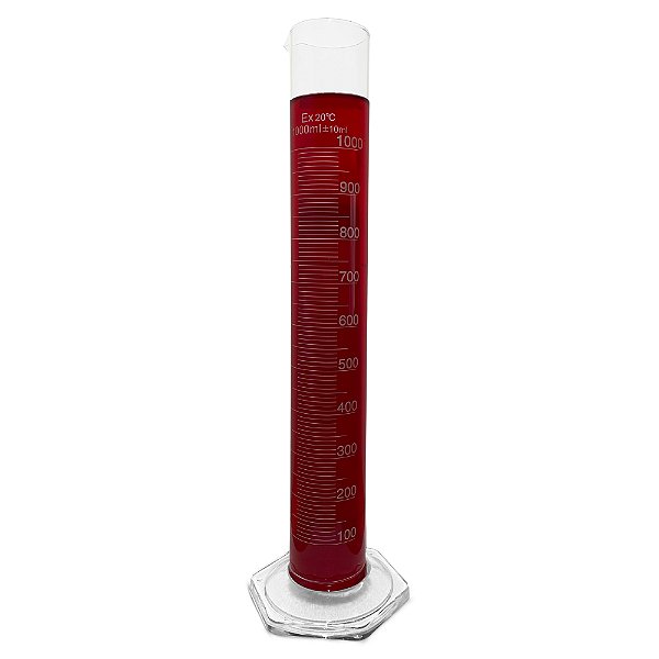 Proveta de Vidro 1000ml Graduada Base Hexagonal de Vidro