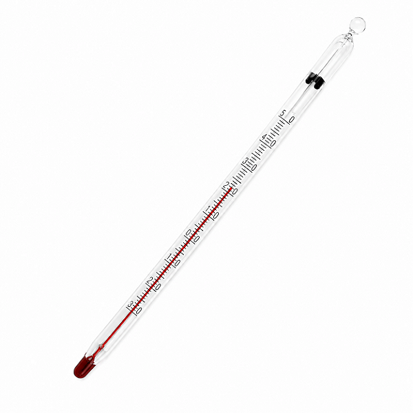 Termômetro Químico Escala Interna -30 +50:1ºC Líquido Vermelho 250+5mm Imersão Total