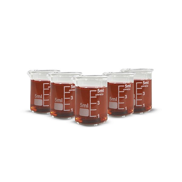 Kit 5 Becker Bequer Graduado de Vidro 5ml