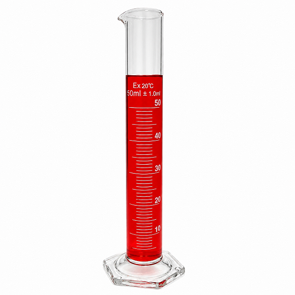 Proveta de Vidro 50ml Graduada Base Hexagonal de Vidro