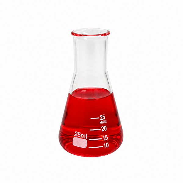 Erlenmeyer 25Ml Boca Estreita Graduado em Vidro Boro 3.3