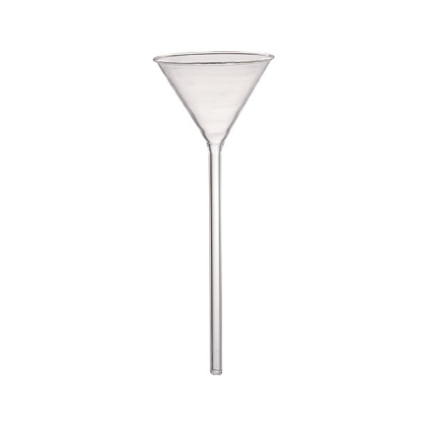 Funil Analítico 125mL Liso Haste Longa Diâmetro 100MM