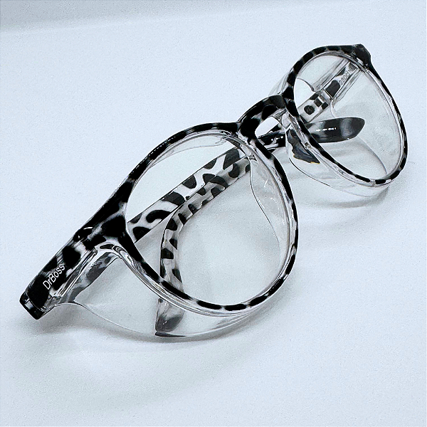 ÓCULOS  ARMAÇÃO OVAL LEOPARDO PRETO