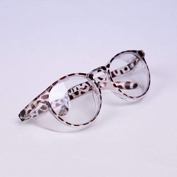 ÓCULOS ARMAÇÃO OVAL LEOPARDO MARROM