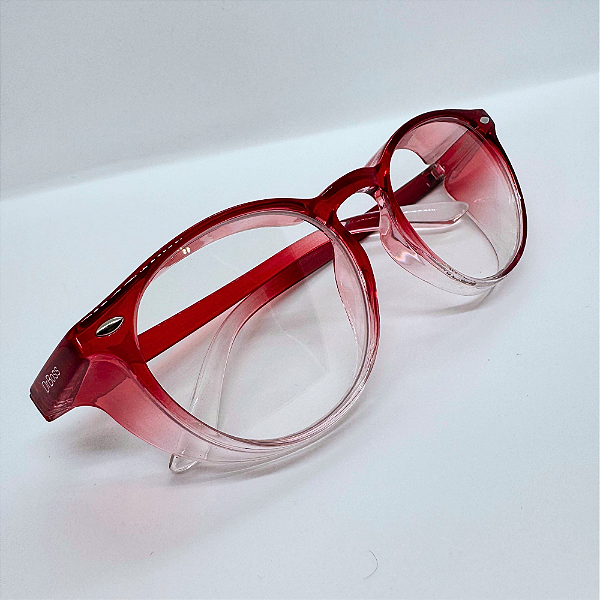ÓCULOS ARMAÇÃO OVAL VERMELHO DEGRADÊ