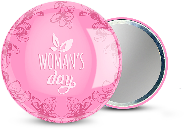 Mini Espelho Dia da Mulher Personalizado 4,5CM - 100 unidades