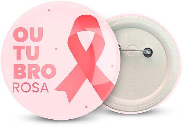 Botton Outubro Rosa Personalizado 5,5CM - 100 unidades
