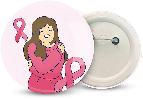 Botton Outubro Rosa Personalizado 4,5CM - 100 unidades