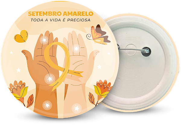 Botton Setembro Amarelo Personalizado 4,5CM - 100 unidades