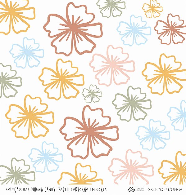 Papel Contorno em Cores (Coleção Basiquinha Candy) - Pacote com 25 unidades
