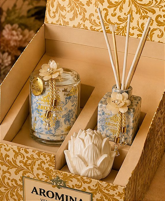 Kit provençal | Vela com cúpula de vidro e Aromatizador