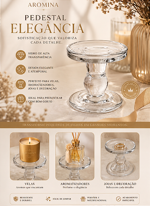 Pedestal em vidro para vela