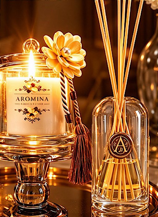 Kit Style| Vela cupula de vidro e aromatizador design