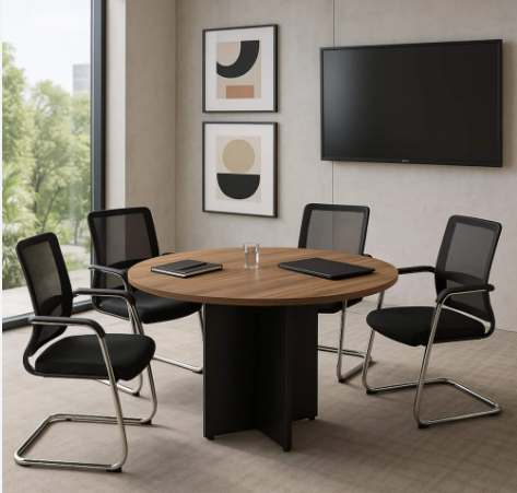 Mesa Reunião Circular Pé Painel Express Gebb Work