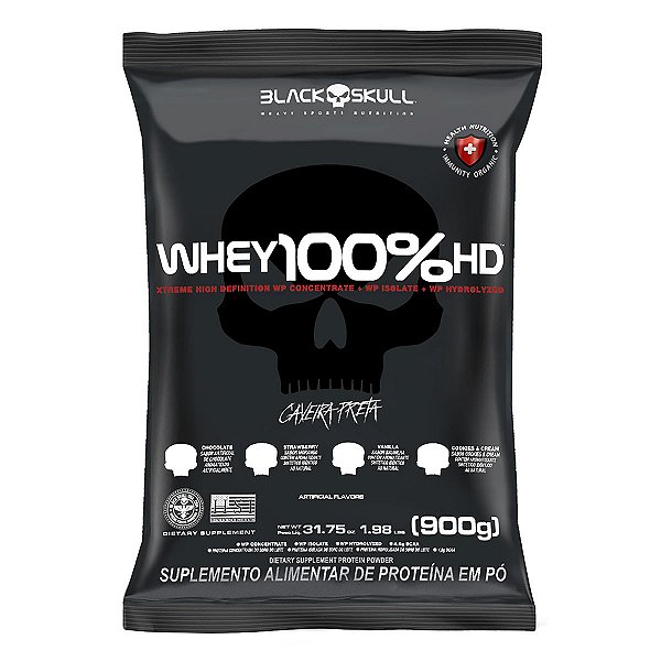 Whey 100% HD Refil 900g Caveira Preta - Black Skull