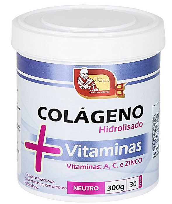 Colágeno Hidrolisado em pó com Vitaminas Neutro 300g - Mosteiro Dévakan