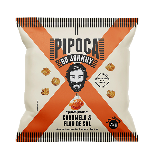 Pipoca Doce Pronta sabor Caramelo e Flor de Sal 75g - Pipoca do Johnny