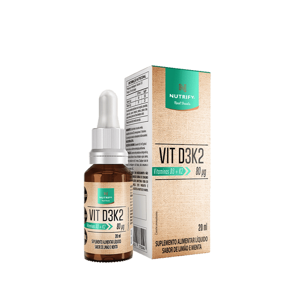 VIT D3K2 Vitamina D3 K2 Líquida sabor Limão e Menta 20ml - Nutrify