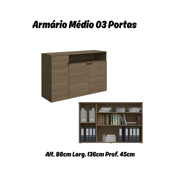 Armário Médio 3 Portas Ref. F208 - Linha Frame - Kappesberg