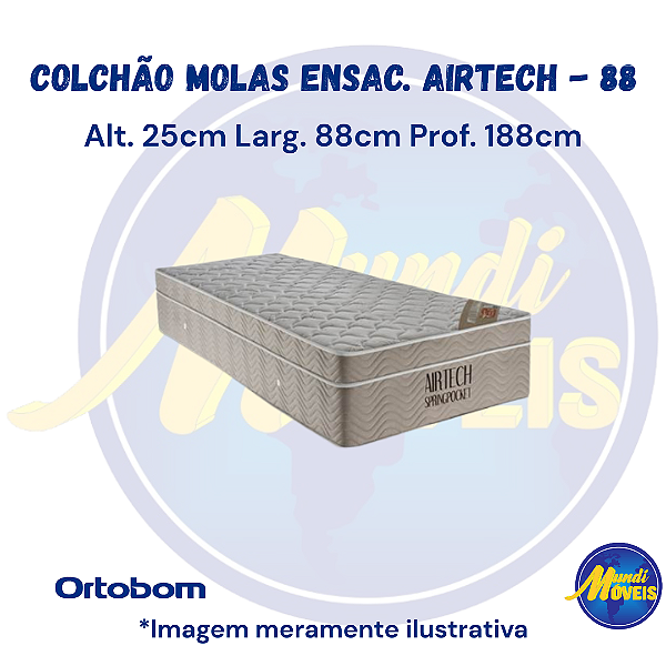 Colchão de Molas Ensacadas Airtech 88 (Solteiro) - Ortobom