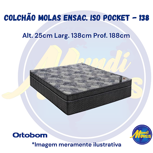 Colchão de Molas Ensacadas Iso Superpocket 1.38 (Casal) - Ortobom