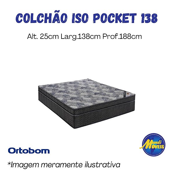 Colchão Iso Superpocket 1.38 (Casal) - Molas Ensacadas - Ortobom