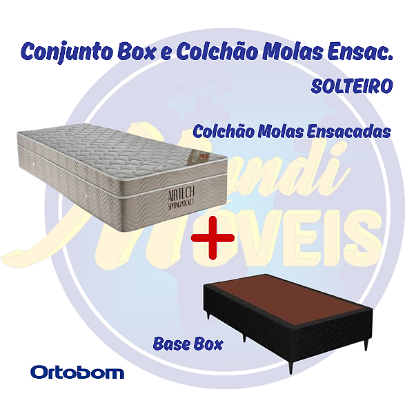 Conjunto Cama Box com Colchão Molas Ensacadas Airtech 88 - Solteiro