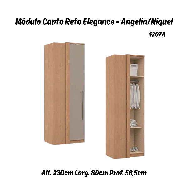 Módulo Canto Reto 01 Porta Elegance 4207A - Angelin / Níquel - Móveis Castro