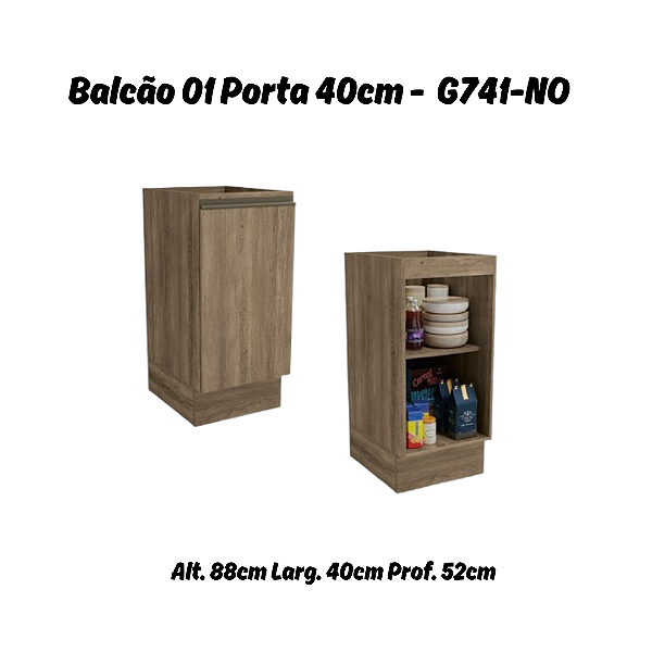 Balcão 01 Porta 40cm - Ref. G741 - Nogal - Linha Maxxi - Kappesberg