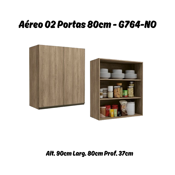 Aéreo 02 Portas 80cm - Ref. G764 - Nogal - Linha Maxxi - Kappesberg
